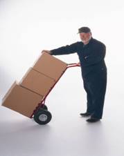 Man with loaded trolley